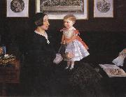 Sir John Everett Millais Mrs James Wyatt Jnr and her Daughter oil on canvas